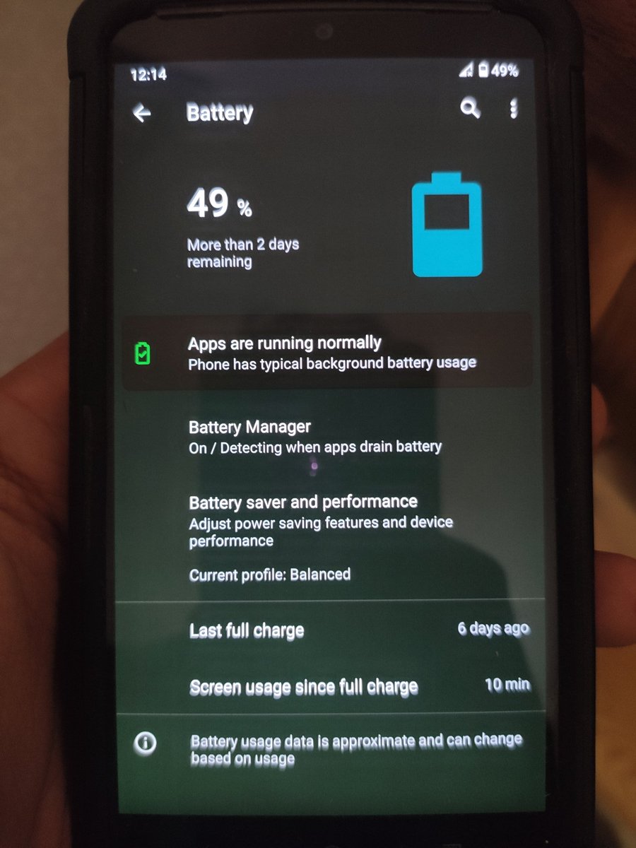 hackslash101's tweet photo. None of my devices have been able to give me this much of battery backup. Yeah I know that the screen time is nothing but now I know that if I end up stuck somewhere lol, my Droid Turbo will be a lifesaver xD https://t.co/4Hgx8RPAJB