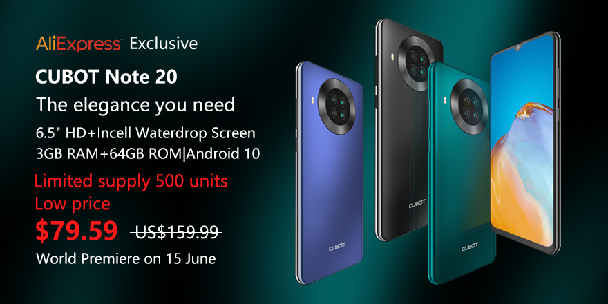 Cubotphone's tweet photo. #CubotNote20,Global sale on June 15 at AliExpress as low as $79.59 with coupn,limited for first 500 units! Subscribe Global Open Sales for Cubot Note 20 so that Cubot newsletter will send the $8 off code to you on in advance
✅Add to cart to be notified👉https://t.co/H6Ww9eN0A7 https://t.co/uVlVzYO72V