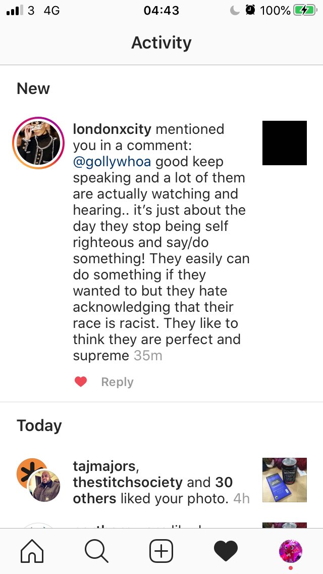 ConsumerVenom's tweet photo. @LibertyLondon some of the thread from your #blackoutuesday post on IG. It was a post you had no right to post unless you planned on exploring and addressing your staff behaviours and prejudice. Not my first tweet to you re racist staff. Be great if you did. Stop talking and do! https://t.co/2Q8EuSenRD