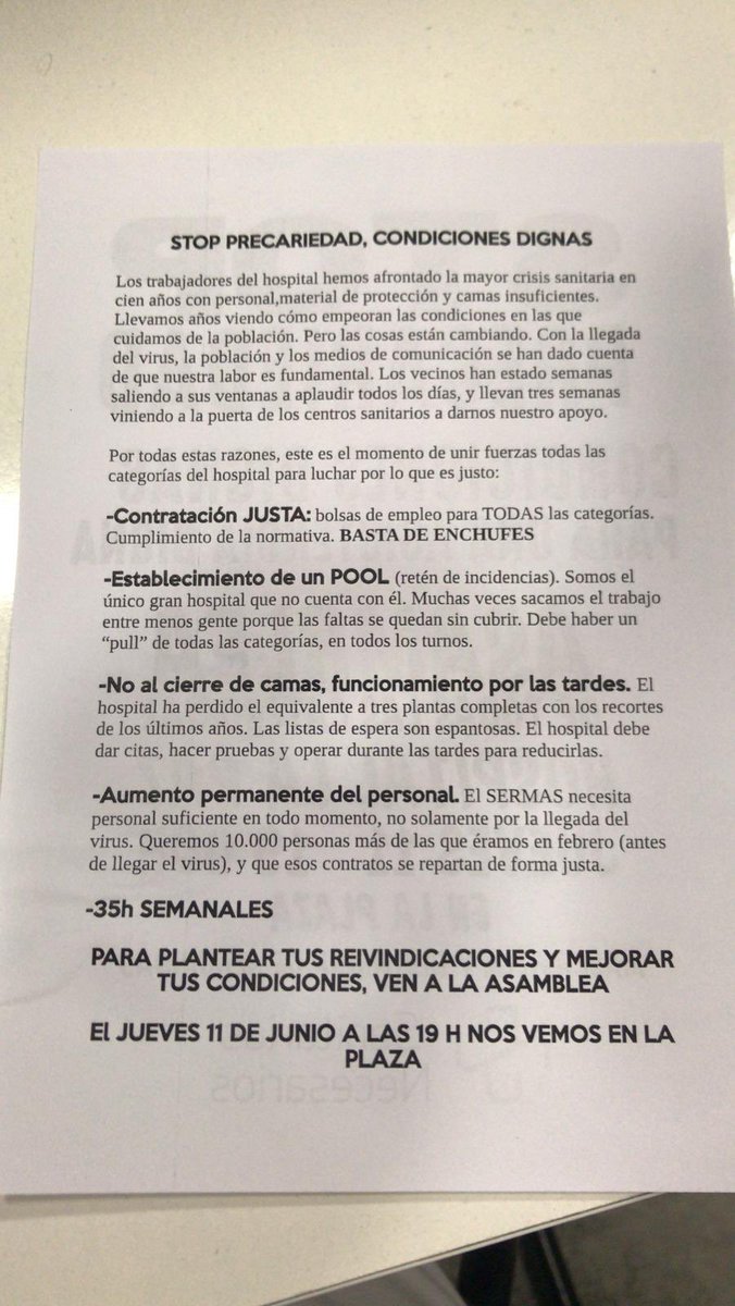 Matronas_Madrid's tweet photo. Os esperamos hoy a las 19:00 en la plaza del #HospitalLaPaz
Por unas condiciones dignas, STOP precariedad.
Se agradece difusión!
#BolsaUnicadematronas #BolsasSERMAS #NoSomosHeroes
@SanitariosNece @SaludMadrid https://t.co/QFFoBMokUs