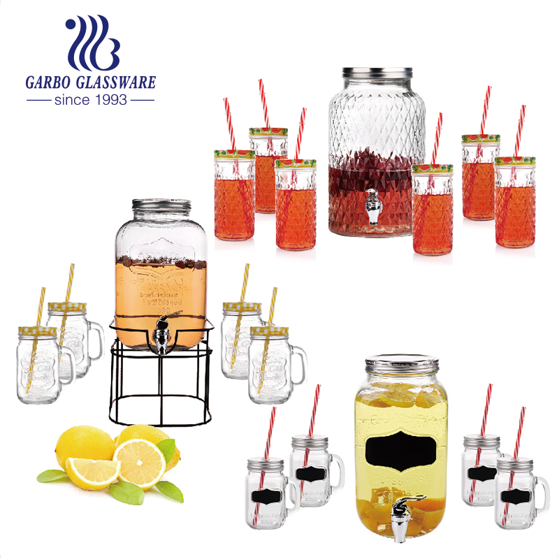 Glass dispenser for juice and beer drinking high quality. with a wide mouth to allow to easily putting juice/beer/water inside.

#contanfair
#guangzhoufair
#onlinefair
#garboglassware
#dispenser
#dispenserwithtap