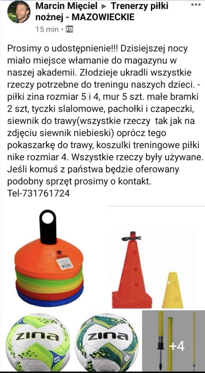 BorekMati's tweet photo. Ktokolwiek słyszał , ktokolwiek wie. To jest jakiś totalny absurd. Chłopak trenuje dzieci i ktoś mu kradnie sprzęt. Dajcie RT! https://t.co/ve3c7mKJMo