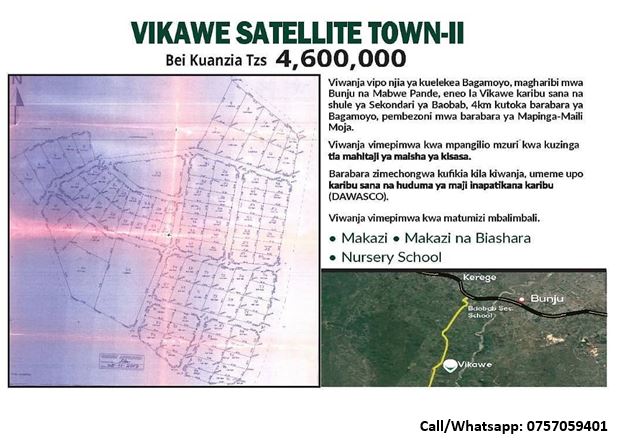 Karibu ujipatie viwanja katika mradi wetu wa #VIKAWESATELLITETOWN jirani na Bunju B. 
Bei ni Tzs.12,000 kwa mita moja ya mraba (sqm). 
Malipo ni kwa awamu mpaka miezi 12 bila riba. 
0757059401
#Plotsforsale #plots #viwanja #Tanzania #realestate #vikawe #kibaha #pwani #coastregion