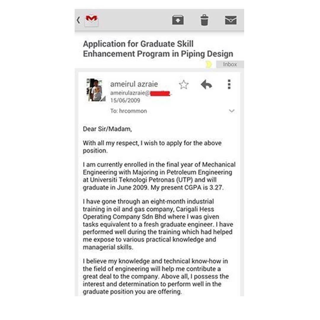 aaizatnizam's tweet photo. Nak hantar email pon kena beradab geng🙆
 .
Kalau tak nak dipanggil interview https://t.co/dH5H2oOqct