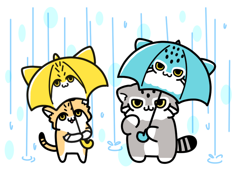梅雨入りしましたね 梅雨入り イラスト マヌルネコ スナネコ 多喜のイラスト