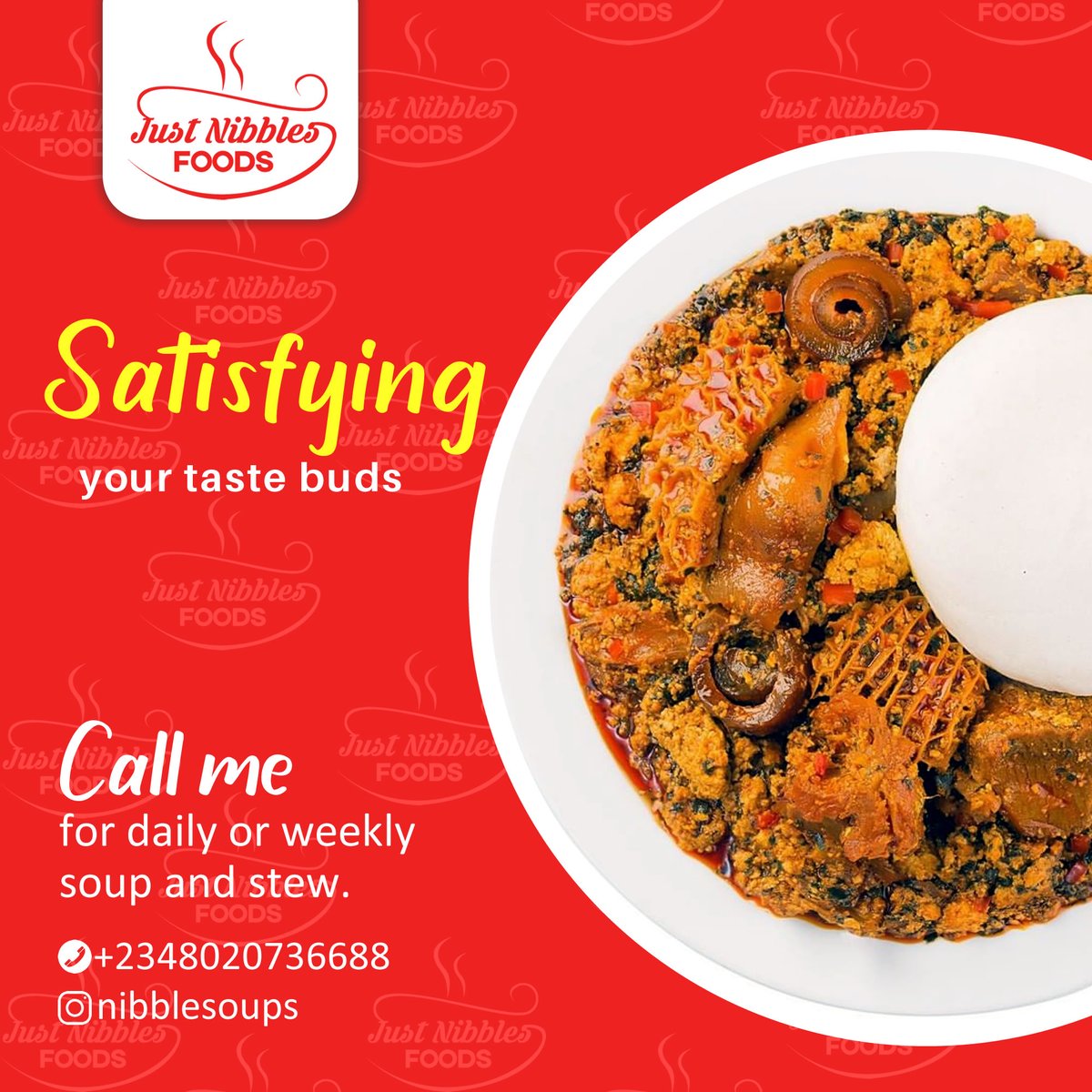 nibblesoups's tweet image. For your meals, we are still you best plug😌
Kindly help me repost, my customer might be on your timeline..Tahnk you
Call/WhatsApp +2348020736688 #justnibblesfoods #ismymanyourman #nibblesoups