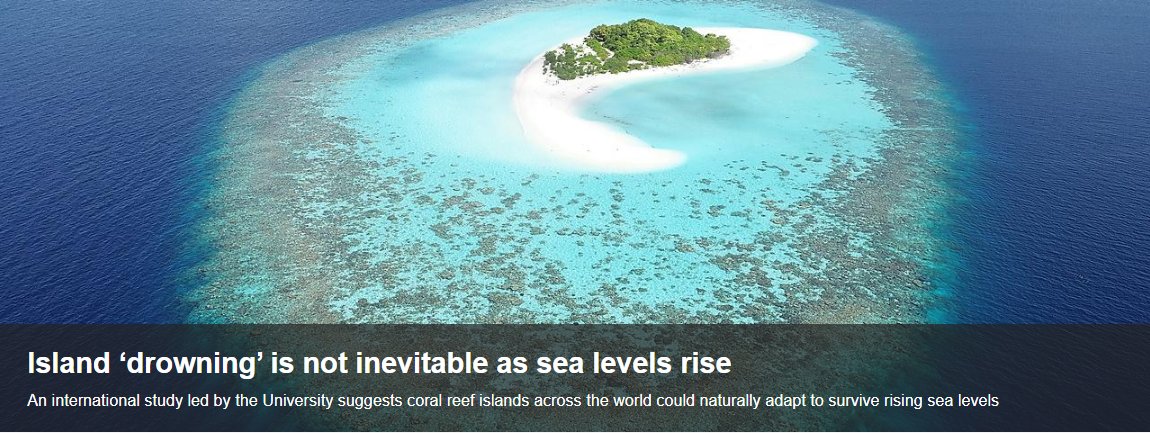 Our recent Science Advances paper shows that coral reef islands can accrete vertically as sea level rises due to overwash and do not necessarily drown: advances.sciencemag.org/content/6/24/e…. For more information see:  plymouth.ac.uk/news/island-dr… and newsweek.com/coral-reef-isl…. @pu_cprg <a href="/MarineSciPlym/">MarineSciencePlymUni</a>