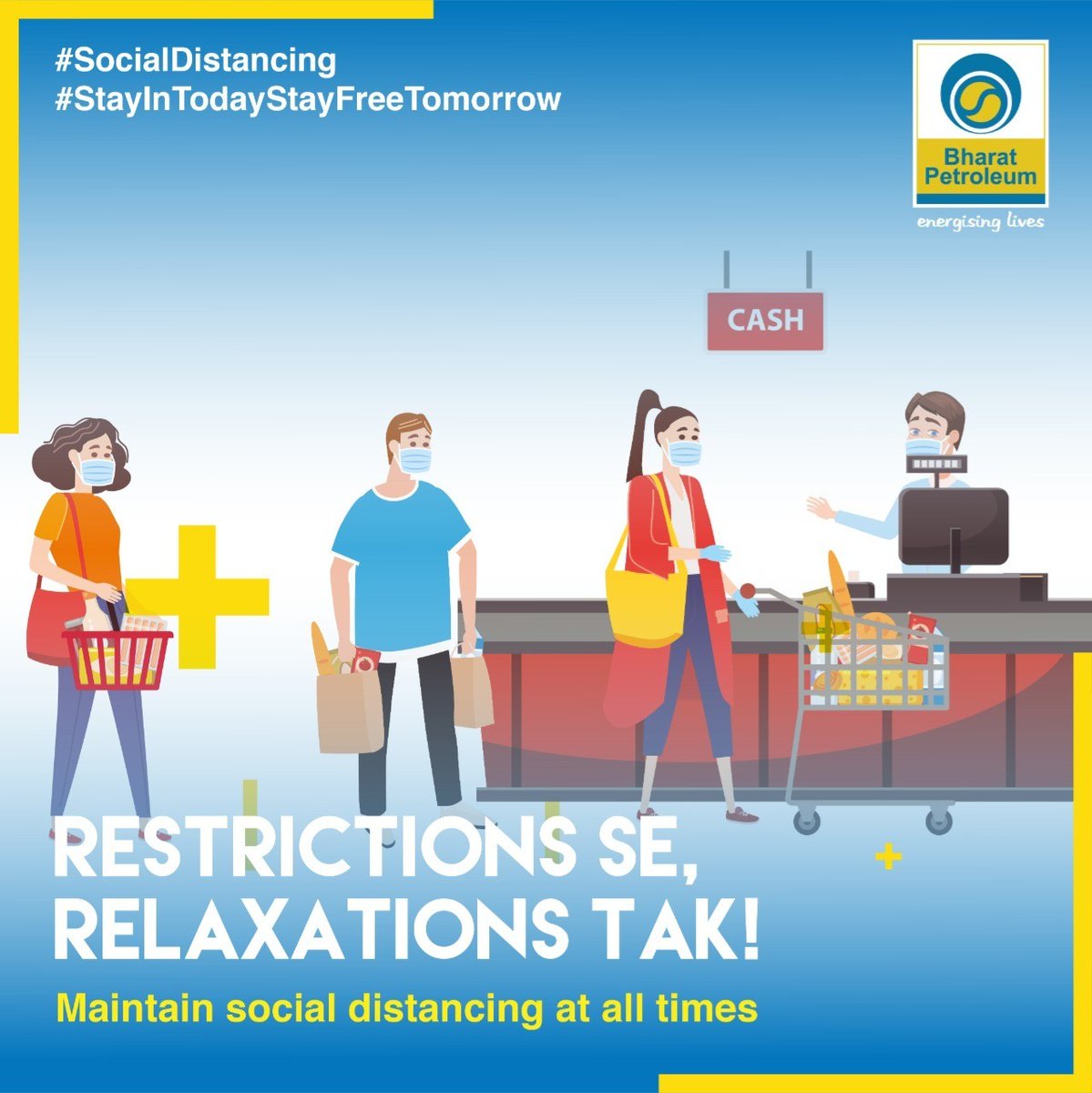BPCLimited's tweet photo. Maintain #SocialDistancing in order to keep yourself and others safe &amp; to arrest spread of #coronavirus .
#IndiaFightsCorona https://t.co/TqAQBWTCuF