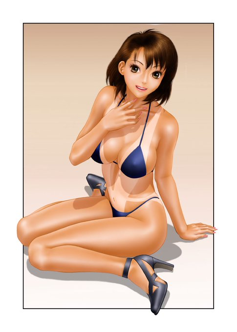 単行本「YUI SHOP」から台詞フキダシ擬音無し絵です。

古い絵ってあまり見たくないんですが、見てしまうと悪あがきと、知りつつ修正したくなる癖なんです_φ(>∇<;)

日焼けしてない部分で海にどんな水着着て行ったか分かるってコトなんですが…(^^;; 