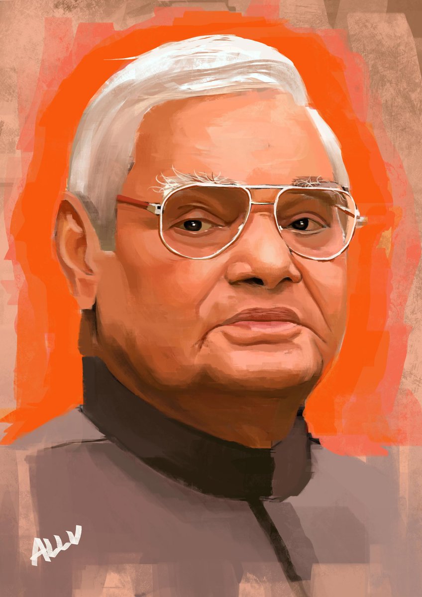 A painting of a nationalist who lived for the nation.
A poet who inspired us with his patriotic words. His mere presense lifted our spirits. A forever aspiration.
My tribute to our former prime minister and leader, Late Shri Atal Bihari Vajpayee.

This painting took me 12 hrs.