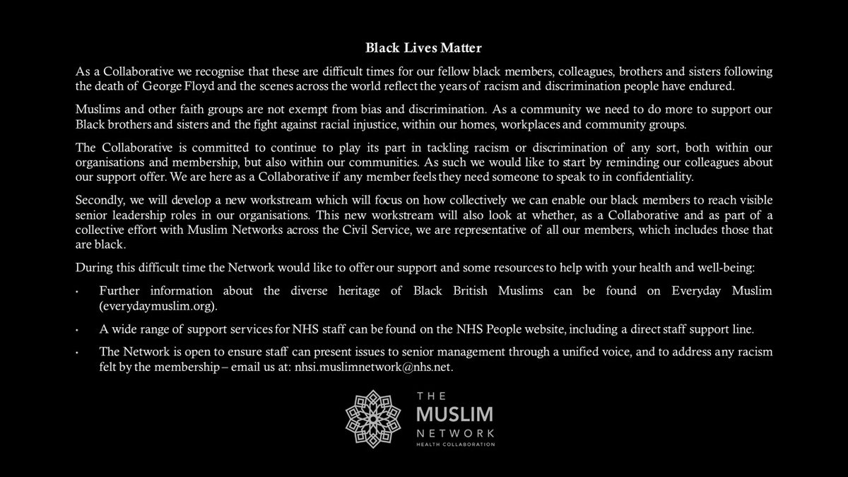 MNHC2020's tweet photo. Our statement on recent events and #BlackLivesMatter #NHS https://t.co/s8CMlZzftA