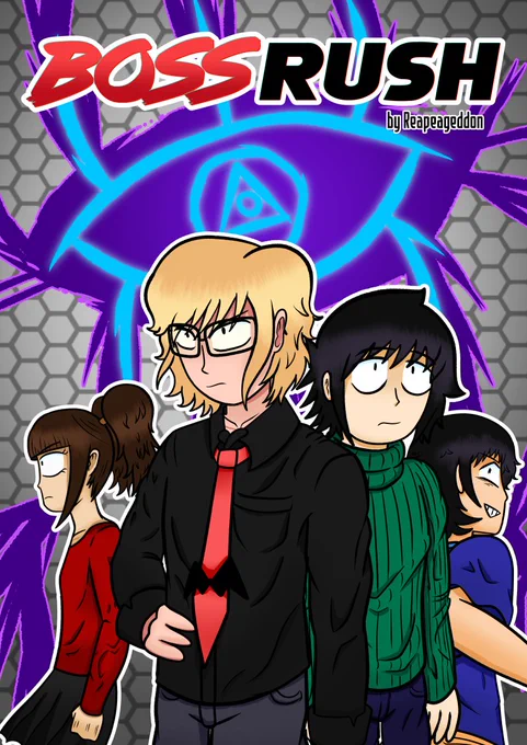 @RobertPoller Hello! I'm Reap! I'm working on a webcomic called Boss Rush, which is about four teens who have to save the world from an malevolent organization called the Blue Eye! I also draw fanart occassionally https://t.co/XdKuDOYivl 

@njdrawscomics
@AJ_Mavis
@TehLilyBee2
@Weeabuddhaboo 