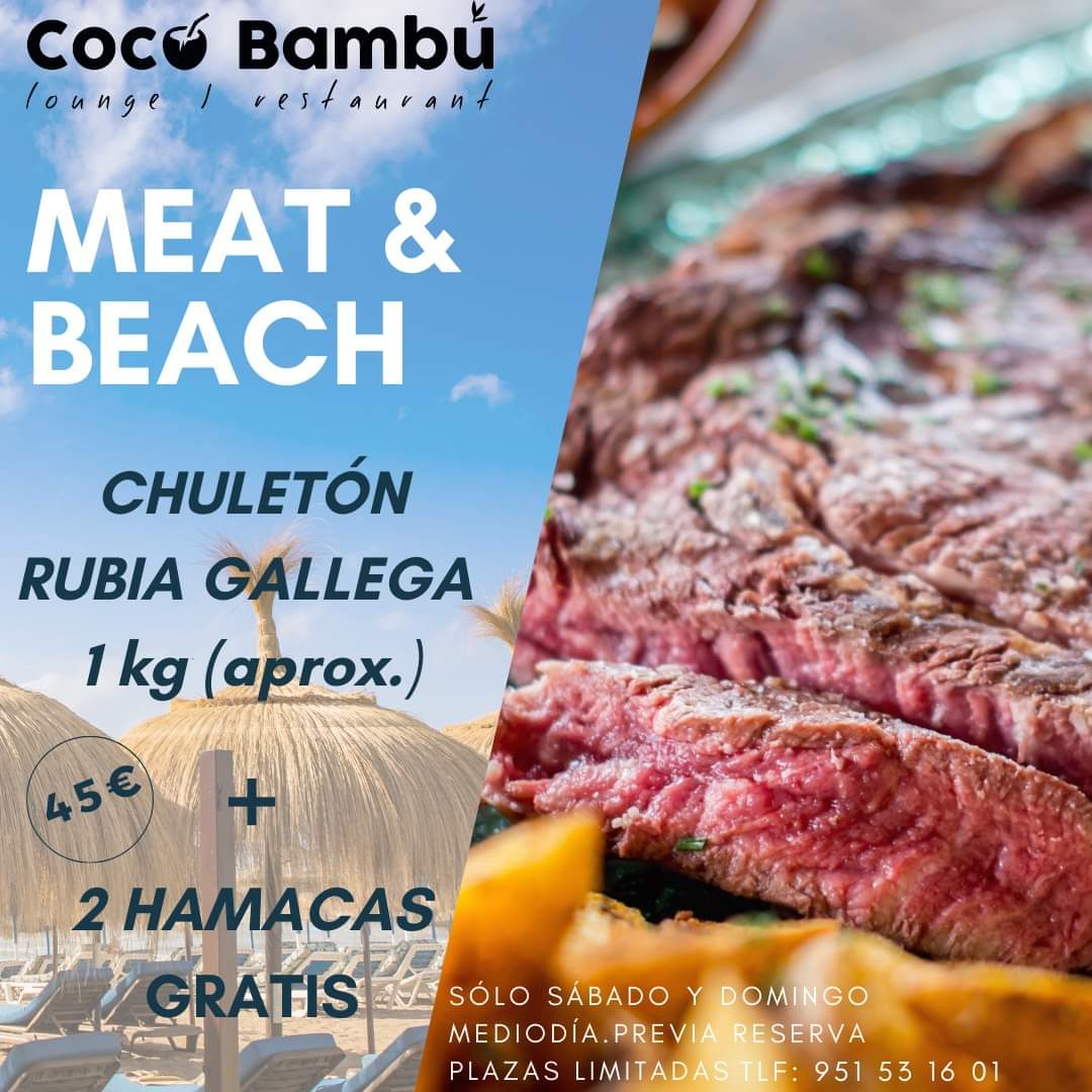 Cocobambu_rest's tweet photo. ¡Vuelve el #oasis #Cocobambú⛱️! Nuestra zona de #playa con todas las medidas de seguridad e higiene. ¡Y  las ofertas de fin de semana con #hamacas⛱️ gratis!

🥘#Arroz negro o Montaña🍗 (2 pers)+2hamacas=25€
🥩#Chuletón de rubia gallega 1kg (aprox.)+2hamacas=45€
#Torremolinos https://t.co/SlD2MaMR6P