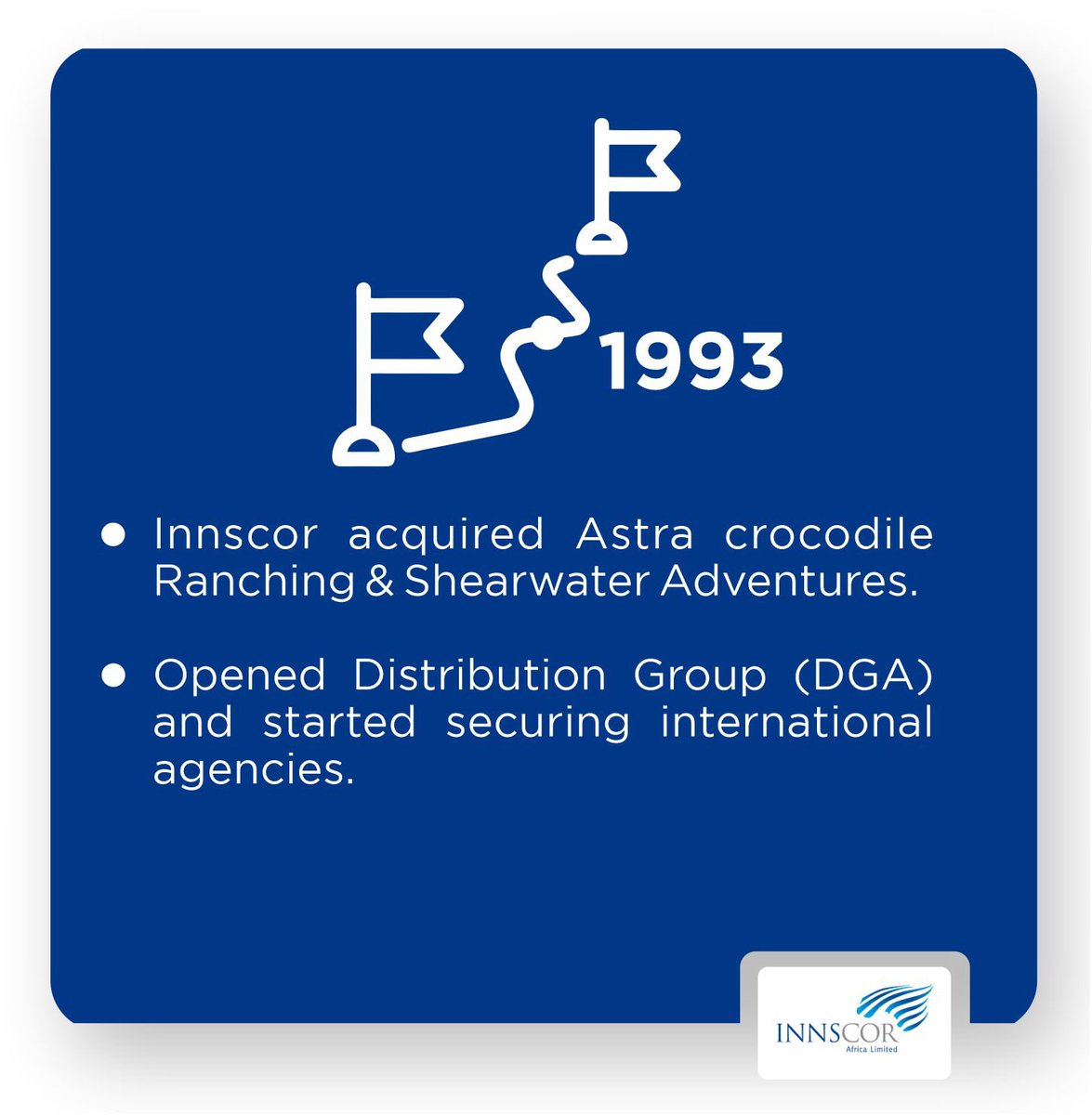 InnscorAfrica's tweet photo. History &amp; Evolution - In 1993 Innscor Africa Ltd acquired Astra crocodile Ranching &amp; Shearwater Adventures.
__

It also Opened Distribution Group (DGA) and started securing international agencies.
#EvolutionThursday
#tbt
#InnscorAfricaltd https://t.co/uynVaYTZOM
