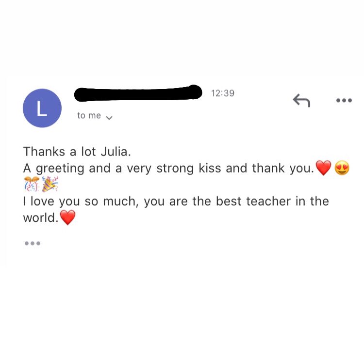Solo estas tres líneas compensan todo el esfuerzo y trabajo durante estos meses tan duros. Orgullosa de la mejor profesión del mundo 👩🏻‍🏫