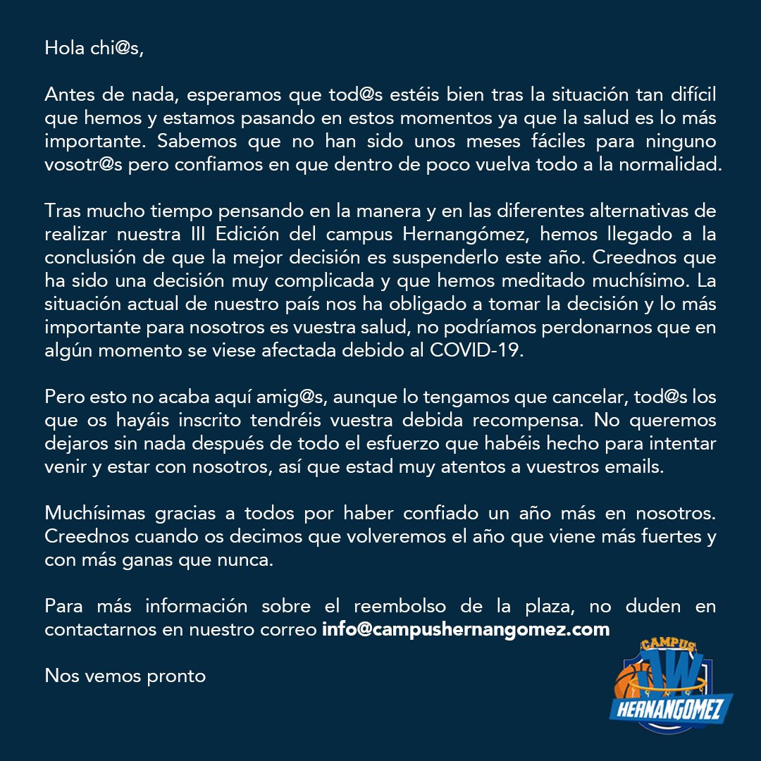 Comunicado oficial Campus Hernangómez🏀