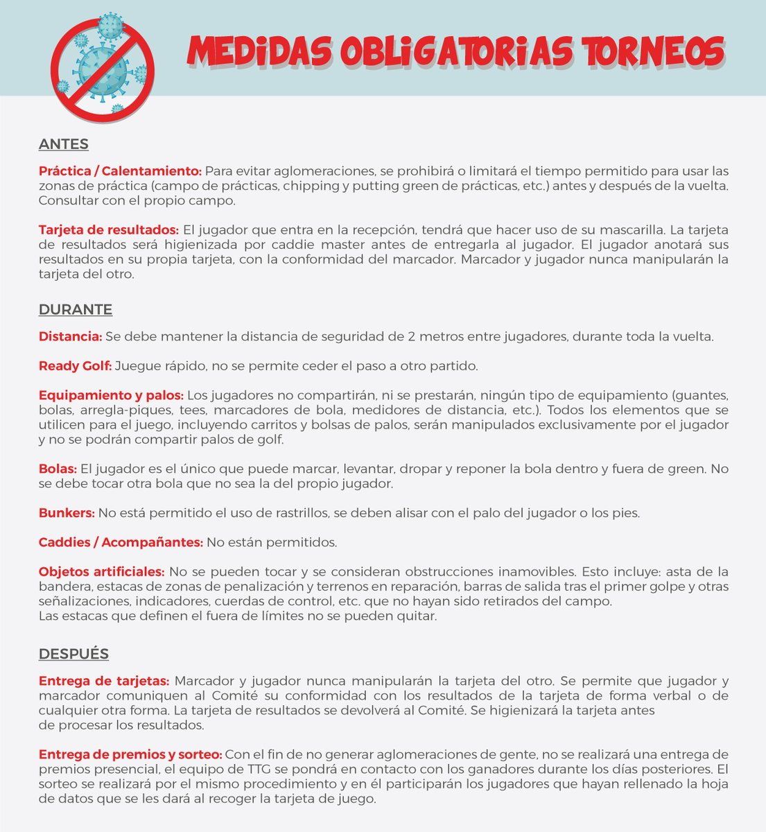 Compartimos con vosotros las medidas que vamos a tomar de cara a los próximos torneos que reanudamos la semana próxima.