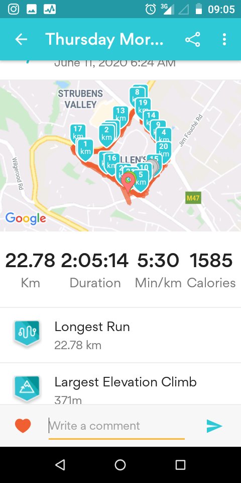 SimphiweDladla's tweet photo. My last 21k in the past 2 weeks was such a drag, I ran it in 2hrs39. Today was way better at 2hrs03. #Runningwithtumisole #FetchYourBody2020 #RunningMan #21krun #Running #Umgijimi https://t.co/OJBhexBkZ9