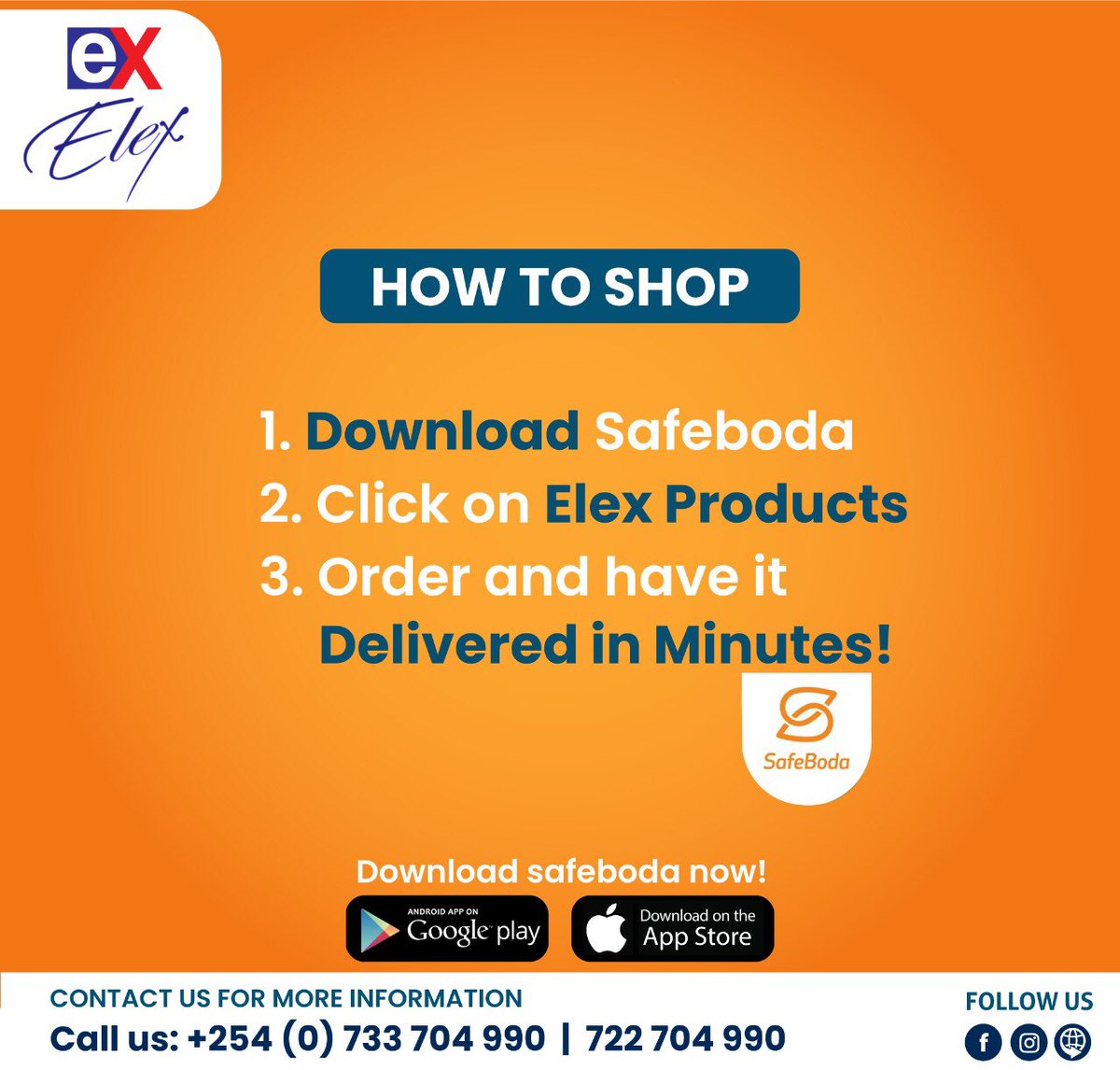Great news!! Elex products ltd is now on SafeBoda. Shopping for our products is now Easy, convenient and hustle free. Follow the 3 simple steps to get your delivery in minutes.
#easy #convinient #hustlefree