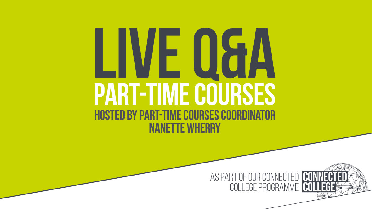 Truro_Penwith's tweet photo. Join us this morning at 11am for a #ConnectedConversation all about Part-Time courses with Coordinator Nanette, where you can find out lots of info about our Part-Time courses provision and more.
You can access the event below π
https://t.co/L1D9MPpEQg https://t.co/6XnM0rtoW3