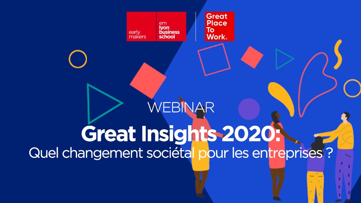 EMLYON's tweet photo. Dans le cadre de la semaine de la qualité de vie au travail, rejoignez-nous pour le webinar « Great Insights 2020 : Quel changement sociétal pour les entreprises &amp; leurs dirigeants ? » le 17 juin à 9h avec @GPTW_FRANCE
👉https://t.co/UdsnjO7sKg
#earlymakers #QVT @ThierryPicq https://t.co/bS3L5xUMUg