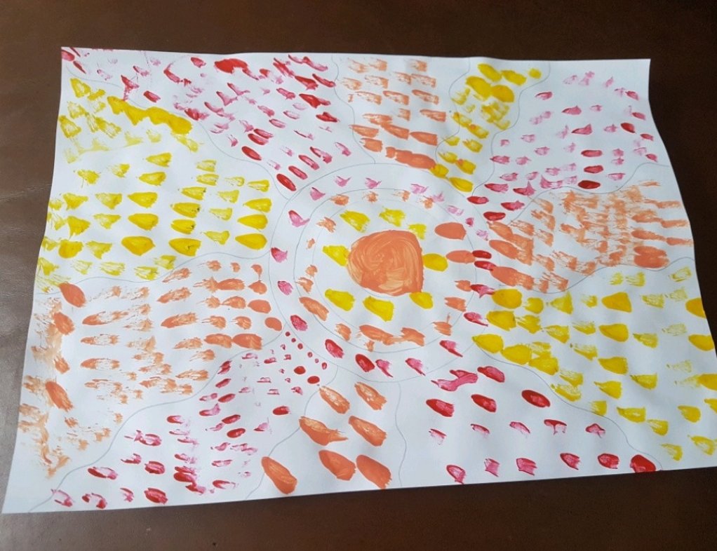Barrell_SMCA's tweet photo. Ollie's AMAZING Aboriginal style artwork, marvellous maths and quizzical questions to Mr Wolf! #SuperstarLearner 🌟 https://t.co/B350CngZTS