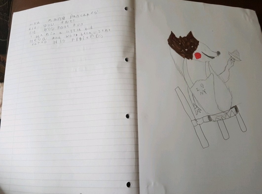 Barrell_SMCA's tweet photo. Ollie's AMAZING Aboriginal style artwork, marvellous maths and quizzical questions to Mr Wolf! #SuperstarLearner 🌟 https://t.co/B350CngZTS