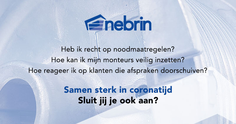 Het 'normale' leven komt weer op gang. Hoe gaan we in de 1,5 meter economie aan de slag? Waar loop je tegenaan bij klanten? Hoe stuur je monteurs veilig op pad? Kom je in aanmerking voor financiële steun? NEBRIN-leden helpen elkaar! Sluit jij je aan? #industriedeuren #samensterk