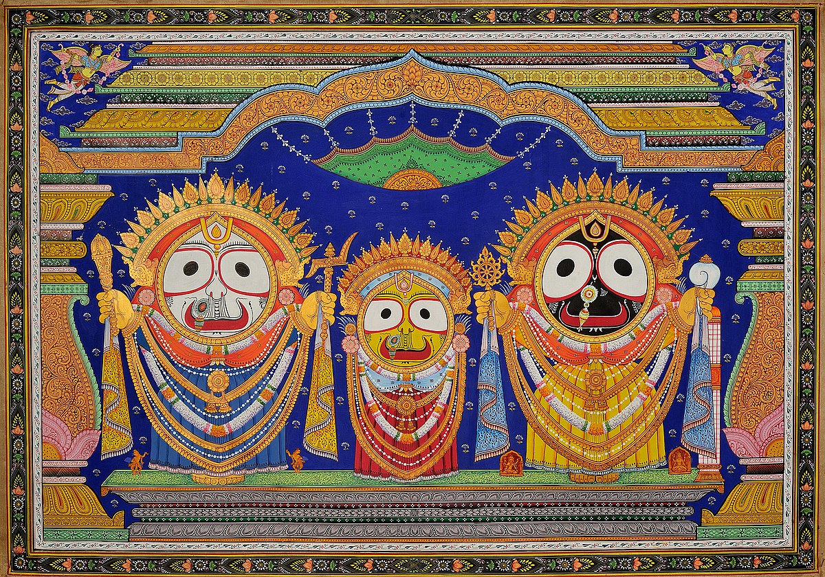 PeepulTreeWorld's tweet photo. #DYK It is said that the art of #PattachitraPaintings began as an alternative to worshiping the deities of the #JagannathTemple in Puri, #Odisha. Originally, they were used during the 15-day period in June-July called Anansar, when devotees aren't allowed to visit the deities https://t.co/Tl7EcevDWu
