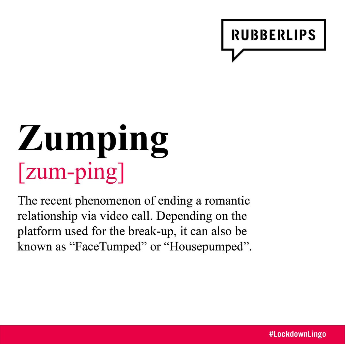RubberLipsPR's tweet photo. Have you had enough❓

We've all had our fill of #lockdown but how is your relationship holding up to isolating together or social distancing if you live apart?
In either case, have you thought about #Zumping? Quick,easy &amp; maintains social distancing etiquette ✅
#LockdownLingo https://t.co/ISILMKk1M8