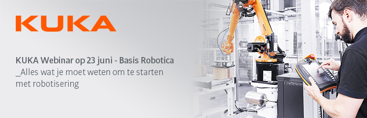 KUKA_Benelux's tweet image. Je productie #robotiseren is vaak gemakkelijker dan je zou denken. Op 23 juni om 11:00 uur organiseert #KUKA een #webinar waarin we de basis van robotisering uitleggen. Ontdek hoe je de geschikte #robot in slechts enkele minuten kan vinden. kuka.com/nl-be/pers/eve…