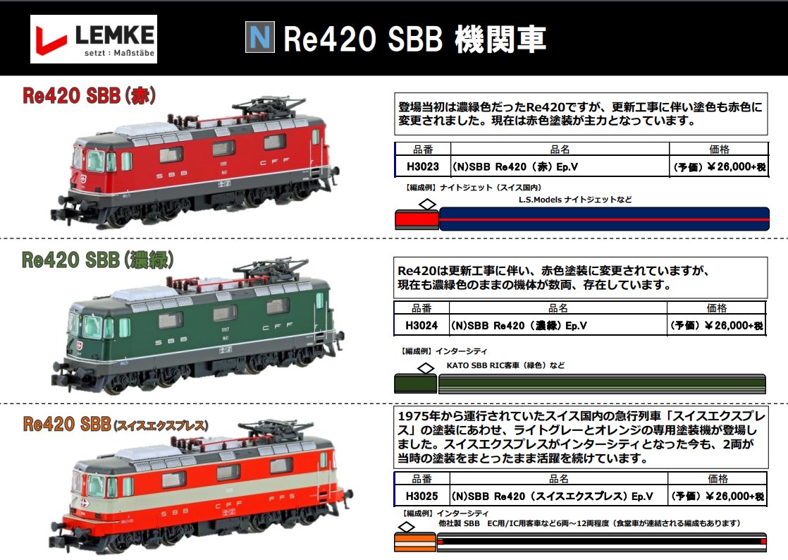 LEMKE KATO SBB 【スイス連邦鉄道】 RIC客車 EP.4深緑単色 赤色食堂車