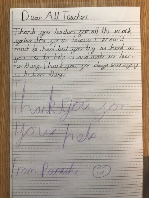 ReigateAcademy1's tweet photo. Look at the lovely letter we received from one of our fabulous Year 5 boys, a big thank you to you too Panashe 😀 https://t.co/ubDNQak4gn