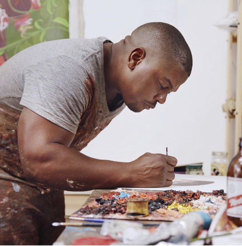 hls_art's tweet photo. Meet Kehinde Wiley @kehindewiley an American portrait painter. Painting striking portraits of black men and women. Look a little closer and you will recognise poses taken from European and British portraits of the 16th and 17th century.What do you think he wants to say?#hlsheART https://t.co/VBnyfNdett