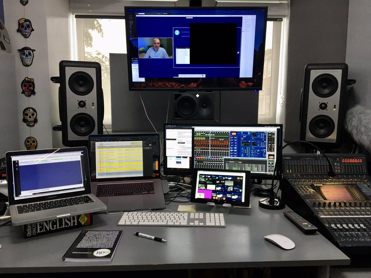 RemoteDubbing's tweet photo. Audio Post Production Suite repurposed for a Live Remote TV Broadcast today. #RemoteBroadcasting #remoteproduction #remotesound #Remoteaudio #remotedubbing #WFH #newnormal #televisionproduction #sounddesign #soundmixing #remotepostproduction #remoteaudiopost #audiopost https://t.co/271zpWkPjt