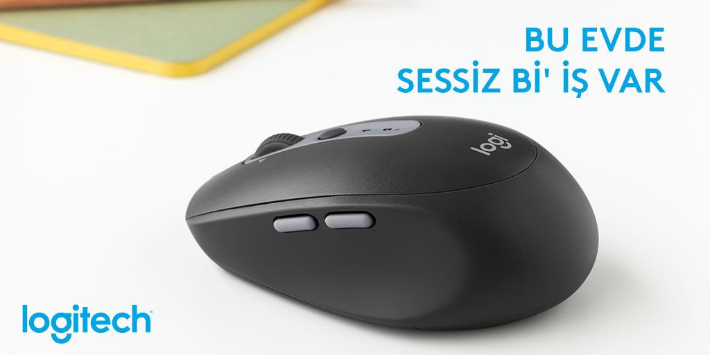 LogitechTurkiye's tweet photo. Usta kullanıcılar için tasarlanmış sessiz mouse! İşlerinizi gürültüsüz şekilde halledin, iki bilgisayar arasında sorunsuzca gezinin. 💪 Tüm bunlar M590 Multi-Device Sessiz Kablosuz Mouse ile mümkün. https://t.co/wk6tRWc9b9