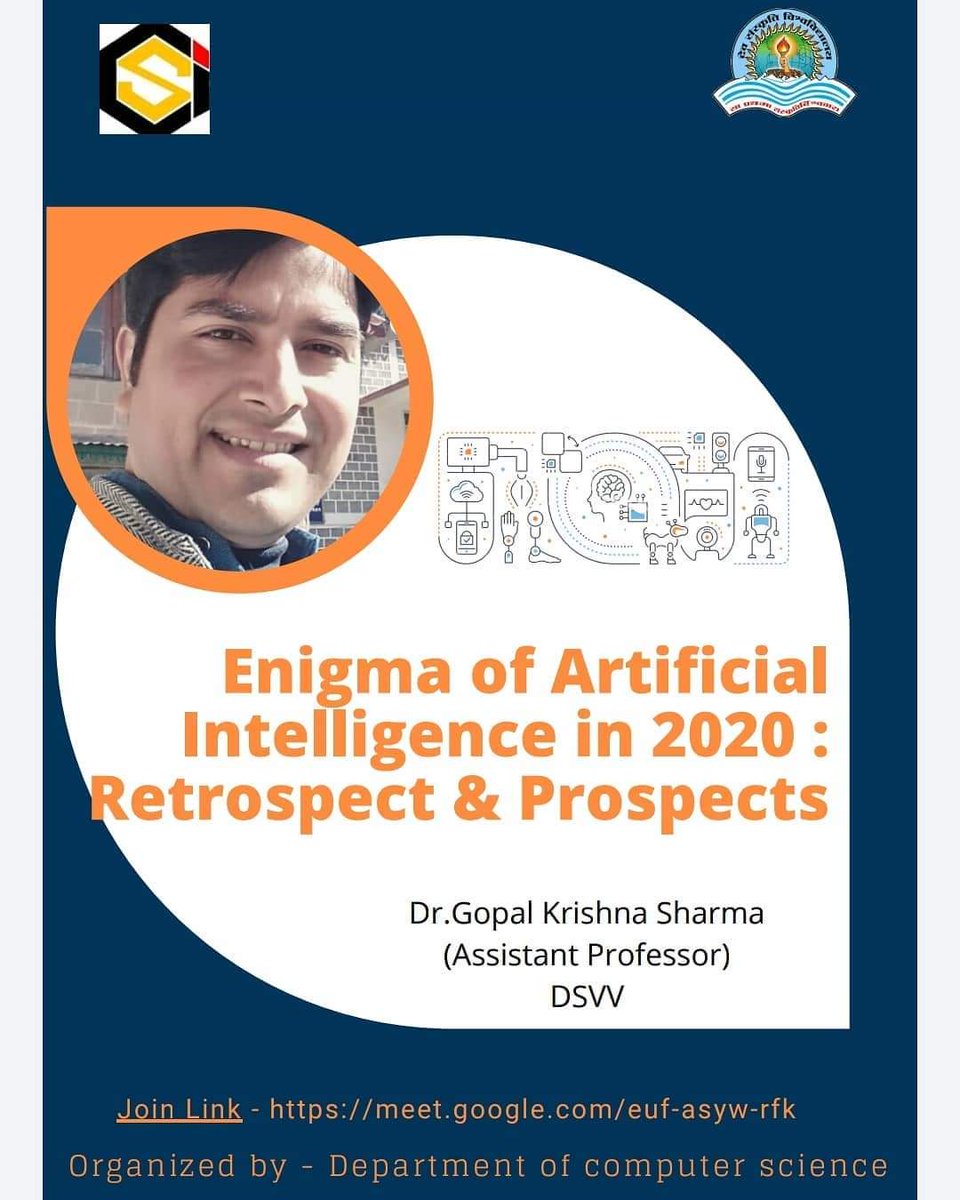ramkrishnabhaga's tweet photo. #Webinar 3.0 Technology & Innovation for आत्मनिर्भर भारत
Join link - https://t.co/VHPCBXWdlF
(Tomorrow - 11 AM -1 PM)
Organized By - Department of Computer Science (DSVV)
#webinar #webinargratuito #webinarwednesday #deptofcomputerscience #dsvvofficial #dsvv
@beborn_again https://t.co/x4nywAPt4e