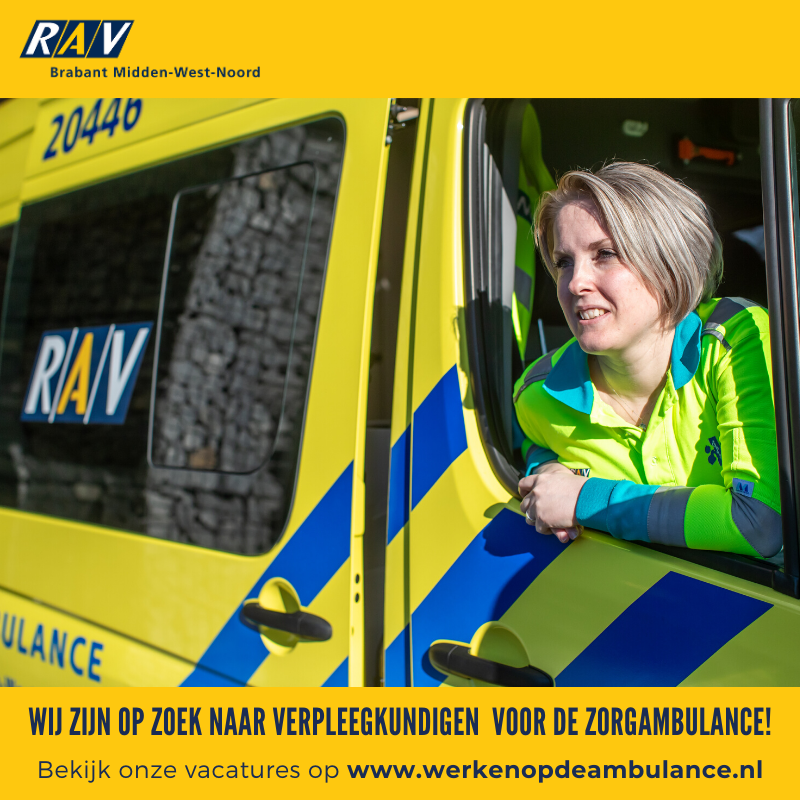 RAVBrabantMWN's tweet photo. Zorgambulanceverpleegkundige Dinanda: "Zodra de patiënt bij ons op de brancard ligt, hebben we de tijd voor hem of haar. Tijdens de rit kan ik een luisterend oor bieden als de patiënt zijn verhaal kwijt wil." Interesse in deze mooie baan? https://t.co/LlIdqu6EaB https://t.co/ha9IXSWJCn