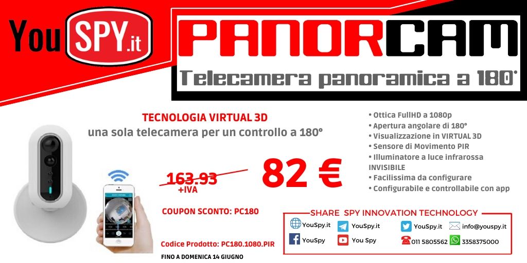 YouSpyit's tweet photo. Oggi vi vogliamo "regalare" la nostra Panorcam!!
Riprese a 180°
https://t.co/kW7hA01zoP
Scheda prodotto:
https://t.co/zSbv9GXCal
#11giugno #telecamera #sicurezza https://t.co/SIM12yL4IF