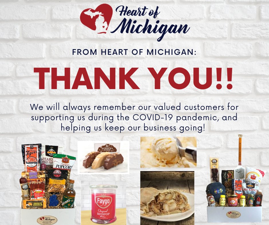 HeartofMich's tweet photo. We wanted to take a moment and give a huge THANK YOU to our customers for being patient and supporting us throughout the closure due to the pandemic. We know this was a tough few months for all of us.
❤️
We will always remember how you reached out to support us! https://t.co/eHRWu1YU8p
