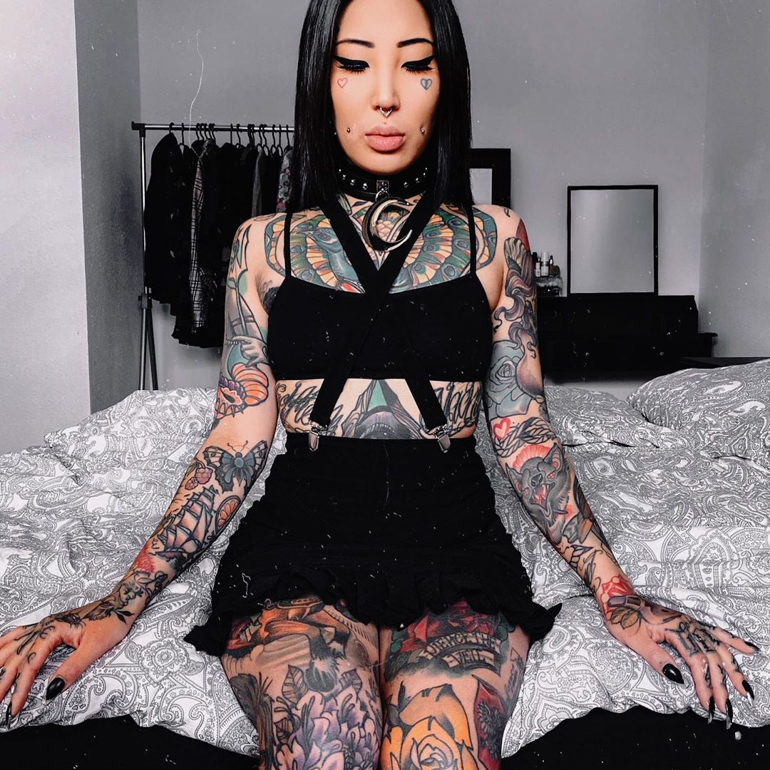 killstar's tweet photo. Easy To Dress Up Or Down Depending On Your Mood/Moon 🌙  

Synth Suspender Skirt 

https://t.co/EKeffzEo1s | We Ship Worldwide!🌙⠀⠀

[Witchy Model @lunarmimsy wears size XS ]

#killstar #nugoth #gothicfashion https://t.co/YoY1QQOIrW