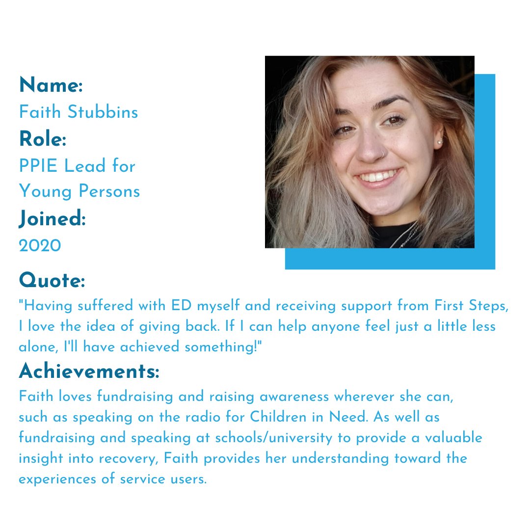 FirstStepsED's tweet photo. We’re all about our service users taking control of their story and using their experiences constructively. 
Faith’s journey with us has been inspiring and having her as lead for Young Persons is so exciting!
Read more at https://t.co/E5ArRm6RBW
#MeWithoutED #MentalHealthMatters https://t.co/fYm0PgVfA3