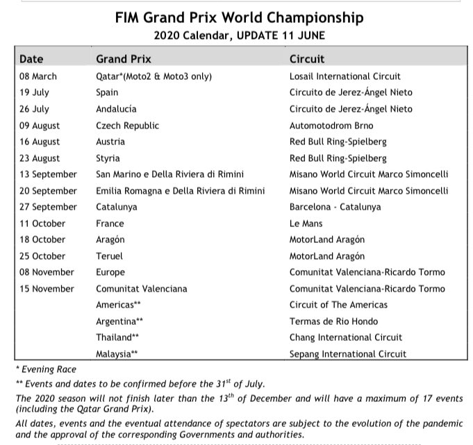 denkmit's tweet photo. We have a 2020 MotoGP calendar! 📆 https://t.co/NCKrtCCk2s