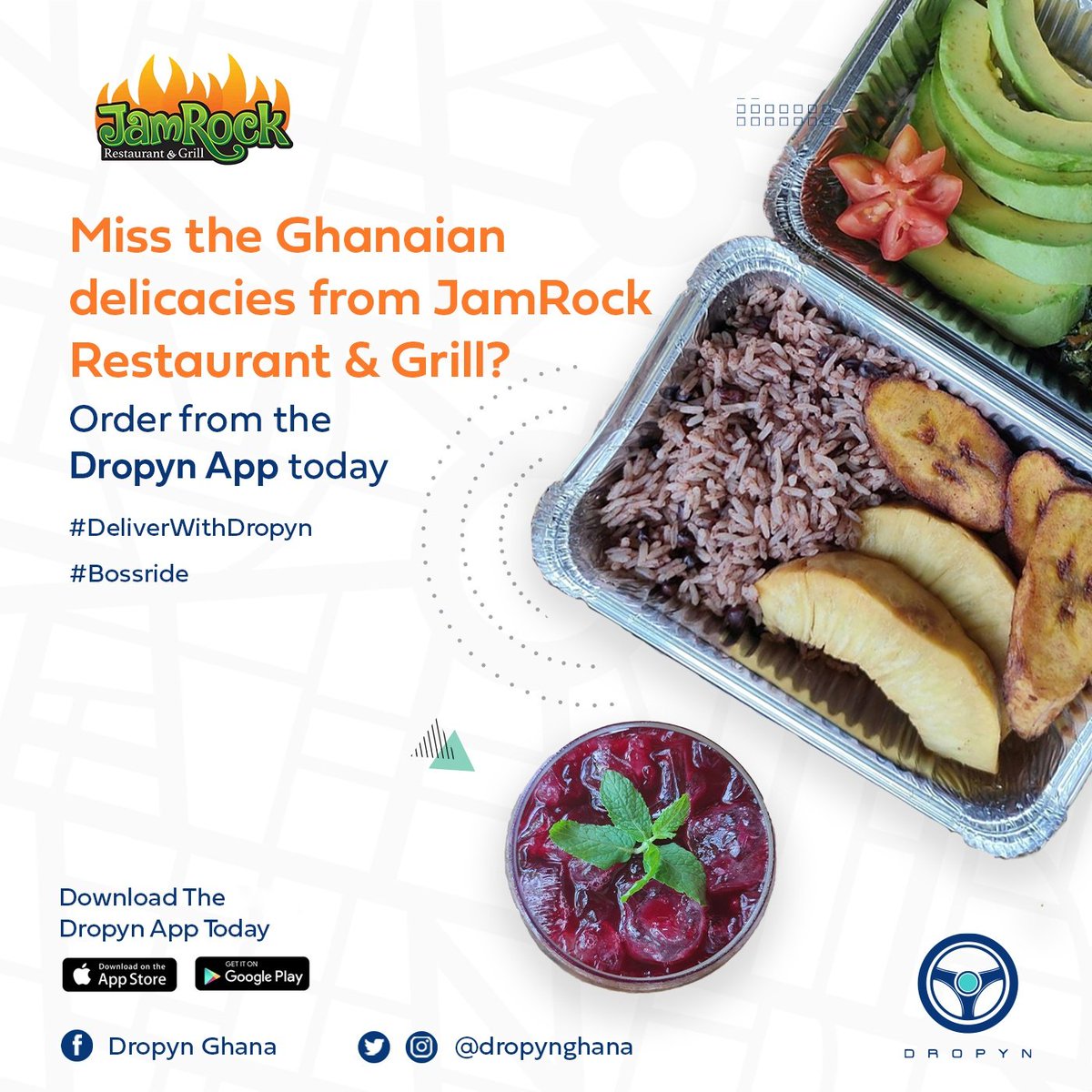 shopathonn's tweet photo. Want to get that Jamaican feel of your favorite Ghanaian delicacies?

Order from @JamrockGH straight from the Dropyn App.
It's fast, safe and convenient when you use Dropyn.

#DeliverWithDropyn #DropynMerchant #Dropyn #CharleYou4TakeDropyn #goodvibes #tbt https://t.co/TTbz1SJiTd