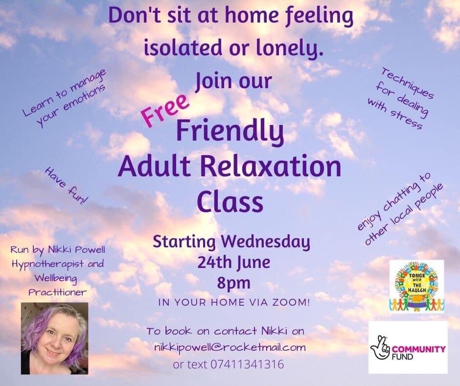 Due to the success of our Monday relaxation group <a href="/twhBiglocal/">twh Biglocal</a> are funding a second Wednesday Evening Relaxation group at 8pm, starting 24th June 2020