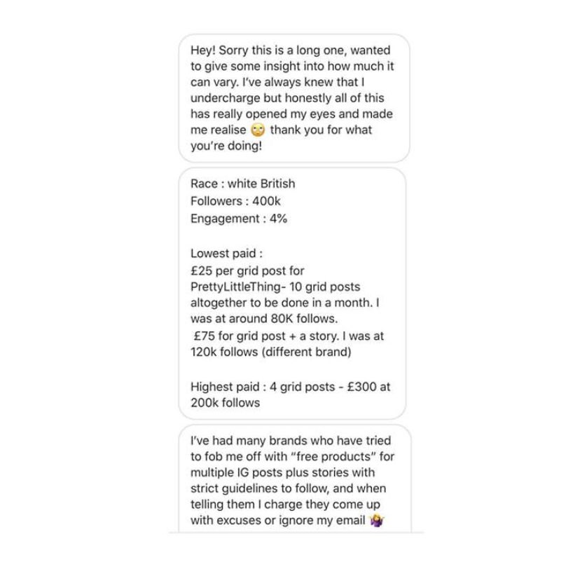 influencepaygap's tweet photo. Hmm thoughts? #influencerpaygap https://t.co/XzOEx0izeU