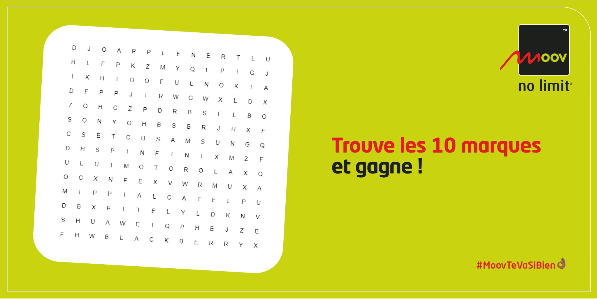 Moov Africa Benin C Est Jeudi Joue Et Tente De Gagner Un Forfait De 3go Pour Profiter De La 4g Dans Cette Grille De Mots Il Y A 10 Marques De