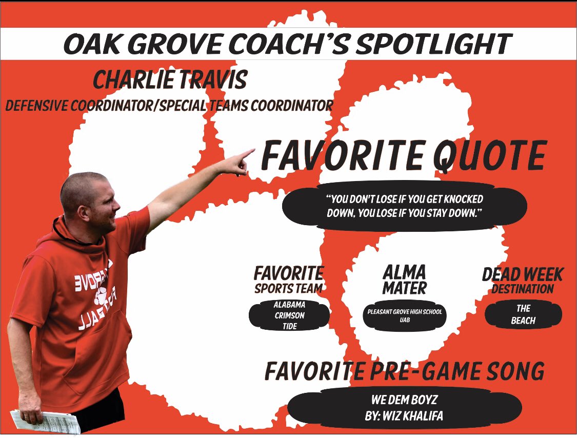 Announcing our Defensive Coordinator / Special Teams Coordinator <a href="/Charlie_Travis/">Charlie Travis</a> <a href="/OakGroveTigers/">Oak Grove HS</a> <a href="/jefcoedathletic/">JEFCOED Athletics</a> <a href="/zglaze50/">Zac Glaze</a>