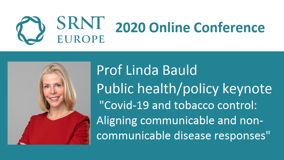 Our former President, <a href="/LindaBauld/">Linda Bauld</a>, is involved in the public health policy response to #COVID-19 and will discuss implications for tobacco control in her keynote at #SRNTE2020 srnt-e.org #tobaccoresearch <a href="/srntorg/">SRNT</a> <a href="/o_srnt/">SRNT Oceania</a> <a href="/BasicSRNT/">SRNT Basic Science Network</a> <a href="/TreatmentSRNT/">SRNT Treatment</a> <a href="/NTR_Journal/">Nicotine & Tobacco Research Journal</a>