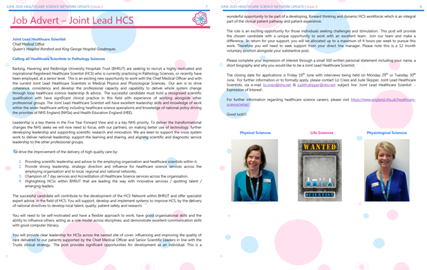 What better day then #BiomedicalScienceDay2020 to read our latest HCS newsletter?! Could you be our Pathology part of the LHCS Triumvirate?
